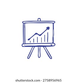 A simple doodle of a presentation board with a rising graph.