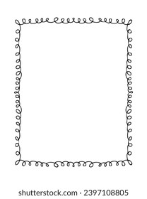 Simple doodle rectangular vertical empty frame. Isolated vector illustration for decor and design.


