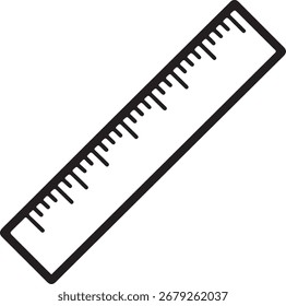 Símbolo de régua simples doodle isolado simples desenho material escolar