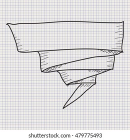 Simple doodle sketch of a banner on graph paper background