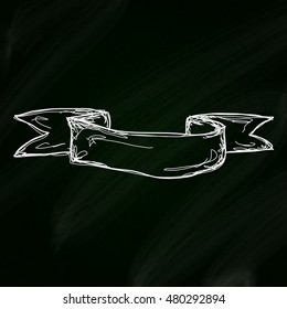Simple doodle sketch of a banner on a blackboard background