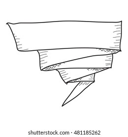 Simple doodle sketch of a banner on white background