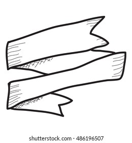 Simple doodle sketch of a banner on white background
