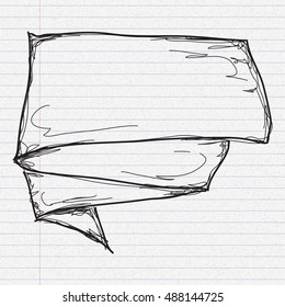 Simple doodle sketch of a banner on paper background