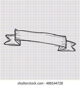 Simple doodle sketch of a banner on graph paper background