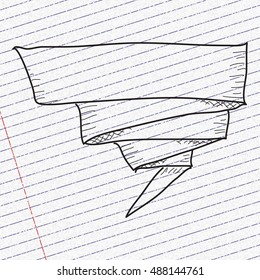 Simple doodle sketch of a banner on paper background