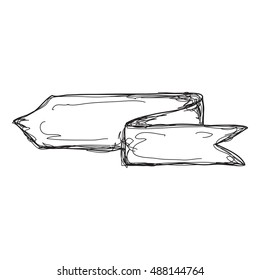 Simple doodle sketch of a banner on white background