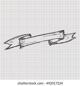 Simple doodle sketch of a banner on graph paper background