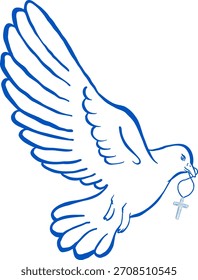 Simple Doodle Sketch of Flying Dove Bird Symbol