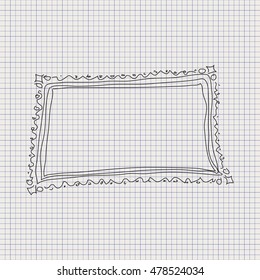 Simple doodle sketch of a frame on paper background