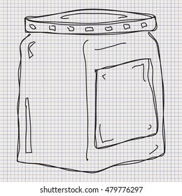 Simple doodle sketch of a jar on graph paper background