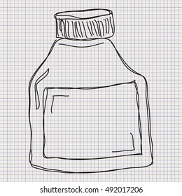Simple doodle sketch of a jar on graph paper background