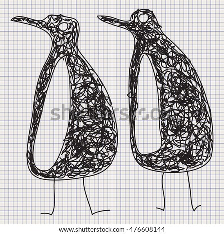 simple doodle sketch penguin on graph stock vector royalty free simple graph paper art