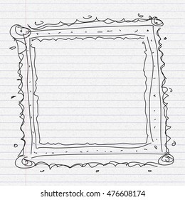Simple doodle sketch of a picture frame on paper background