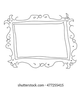 Simple doodle sketch of a picture frame on white background