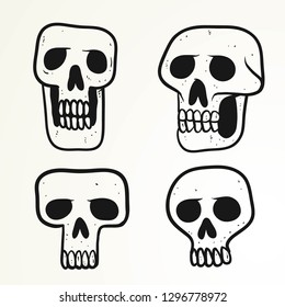 simple doodle skull set vector