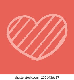 Simple doodle striped heart color. Clip art hand draw illustration.