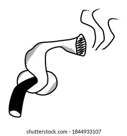 Simple doodle style cigarette butt on a white background. Stock illustration of a twisted knotted cigarette. The idea of getting rid of a bad habit and addiction. For social networks, stories.