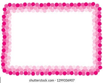 simple doodle styled border consists of circles in various shades of pink and red 