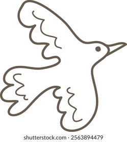 Simple doodle of a stylized flying bird. Vector Illustration.