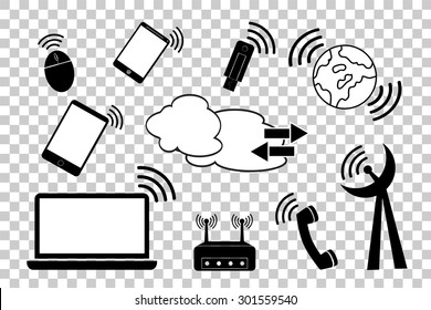 simple doodle Telecommunication Signal at transparent effect background
