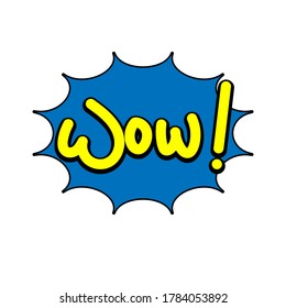 simple doodle text illustration about WOW. Cartoon Wow Explosion