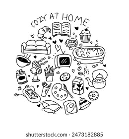 Simple doodle of things comfortable at home