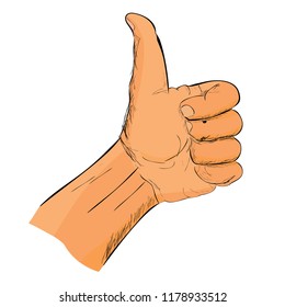 Simple Doodle Thumb Up Hand
