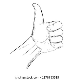 Simple Doodle Thumb Up Hand
