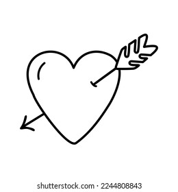 Simple doodle vector heart with arrow for valentine's day cards, posters, wrapping and design.