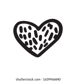 Simple doodle vector heart for valentine's day cards, posters, wrapping and design. Hand drawn heart, isolated on white backdrop. Geometric shape, symbol Valentine's Day illustration.