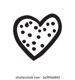 Simple doodle vector heart for valentine's day cards, posters, wrapping and design. Hand drawn heart, isolated on white backdrop. Geometric shape, symbol Valentine's Day illustration.