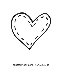 Sencillo corazón vectorial de doodle para tarjetas de San Valentín, carteles, envoltura y diseño. Corazón dibujado a mano, aislado sobre fondo blanco. Forma geométrica, símbolo de la ilustración de San Valentín.