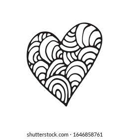 Einfache Vektorillustration für Tageskarten, Poster, Umhüllung und Design. Handgezeichnetes Herz einzeln auf weißem Hintergrund. Geometrische Form, Symbol Valentinstag-Illustration.