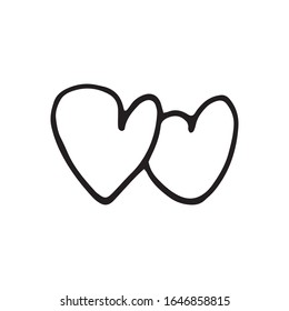 Simple doodle vector heart for valentine's day cards, posters, wrapping and design. Hand drawn heart, isolated on white backdrop. Geometric shape, symbol Valentine's Day illustration.