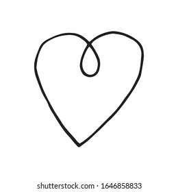 Simple doodle vector heart for valentine's day cards, posters, wrapping and design. Hand drawn heart, isolated on white backdrop. Geometric shape, symbol Valentine's Day illustration.