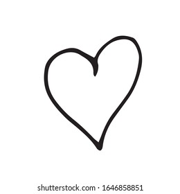 Simple doodle vector heart for valentine's day cards, posters, wrapping and design. Hand drawn heart, isolated on white backdrop. Geometric shape, symbol Valentine's Day illustration.