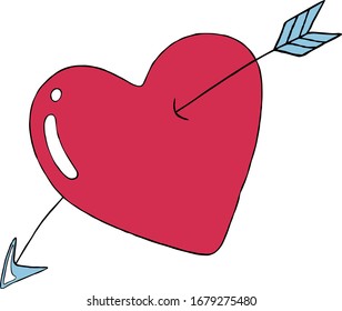 Simple doodle vector heart for valentine's day cards, posters, wrapping and design. Hand drawn heart, isolated on white backdrop. Geometric shape, symbol Valentine's Day illustration.