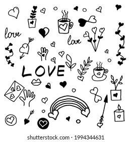 ilustración simple del vector del doodle con amor