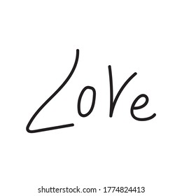 Simple doodle vector lettering for valentine's day cards, posters, wrapping and design. Hand drawn heart, isolated on white backdrop. Simple quotes.