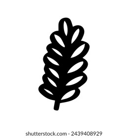 simple doodle wheat stalk with long leaves, black and white ink pen drawing