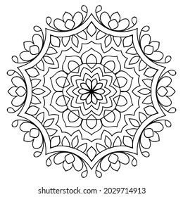 Simple Doodle zen diseño de maraña de manala redondeado páginas de libros de colores para adultos ilustración vectorial