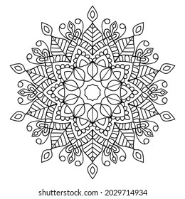 Simple Doodle zen tangle design rounded mandala colouring book pages for adults vector illustration
