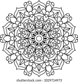 Simple Doodle zen tangle design rounded mandala colouring book pages for adults vector illustration
