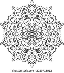 Simple Doodle zen diseño de maraña de manala redondeado páginas de libros de colores para adultos ilustración vectorial