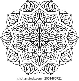 Simple Doodle zen diseño de maraña de manala redondeado páginas de libros de colores para adultos ilustración vectorial