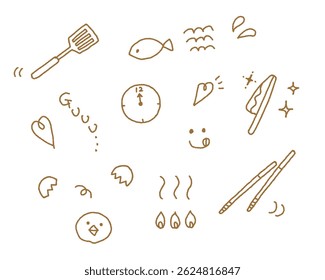 Simple doodles of cooking icons
