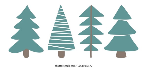 Simple doodles trees for design and decoration textile, covers, package, wrapping paper. 