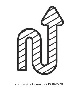 Simple doodle-style arrow drawn with a rough hand-sketched look, isolated on transparent background. Minimal vector illustration suitable for design, navigation, and infographic elements