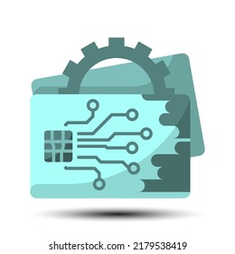 Simple door key card flat icon, lock and security concept monotone color, 128x128 pixel perfect on the white background